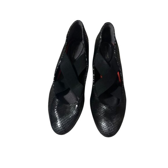 ROCKPORT Women's Black Leather Kitten Heel Wedges Size 8 - Picture 4 of 8